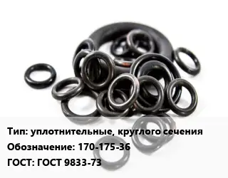 Кольцо РТИ уплотнительные, круглого сечения 170-175-36 ГОСТ: ГОСТ 9833-73